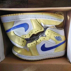 Nike Yellow and Blue High-Top Sneakers